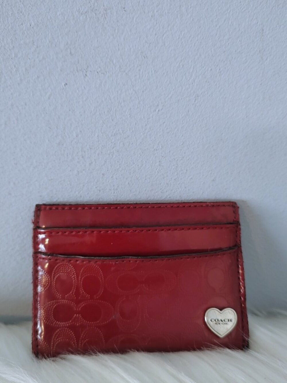 Coach monogram embossed patent leather cardholder F62405 VGUC
